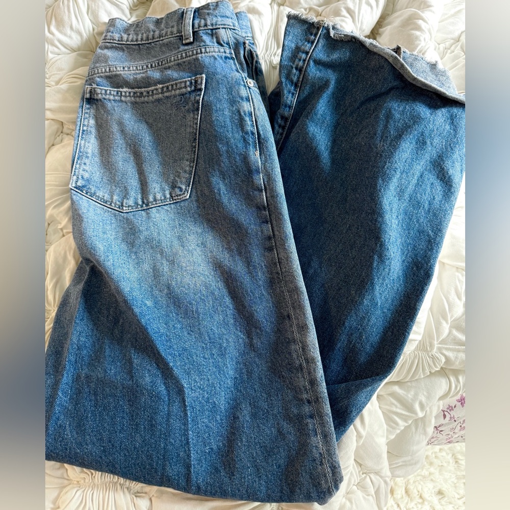 DL1961 Hepburn Wide-Leg Distressed Hem Jeans - Size 29 - Picture 6 of 14